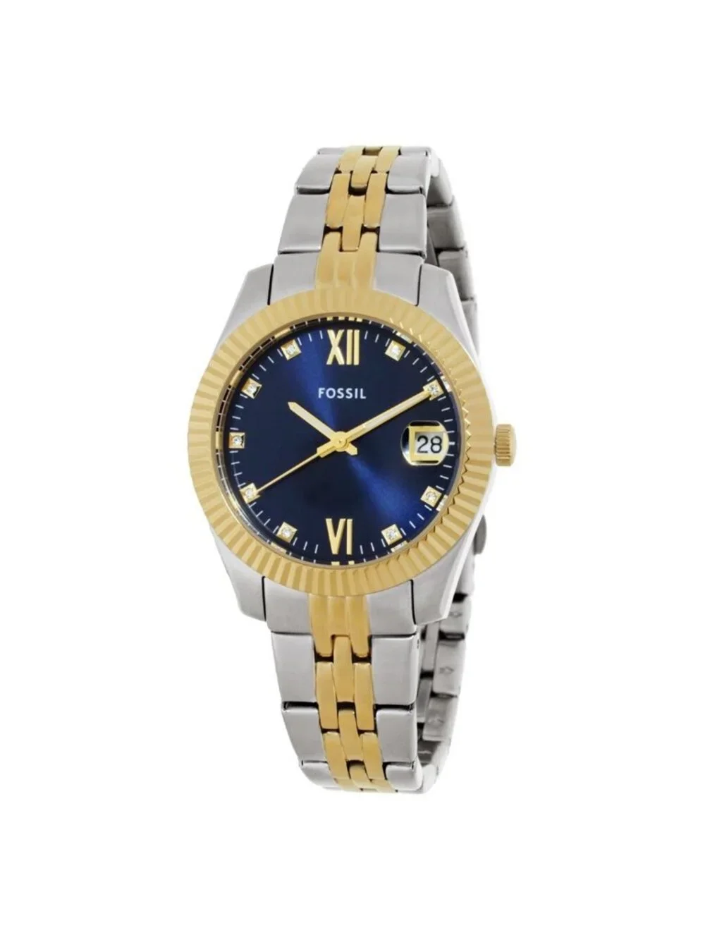 NWT Fossil Scarlette Quartz Crystal Blue Dial Ladies Watch